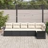 vidaXL Havesofa S&aelig;t med pude 6 pcs Sort polyrattan