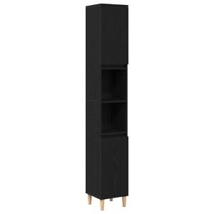 vidaXL Badev&aelig;relsesskab Sort eg 30 x 30 x 190 cm Konstrueret tr&aelig;