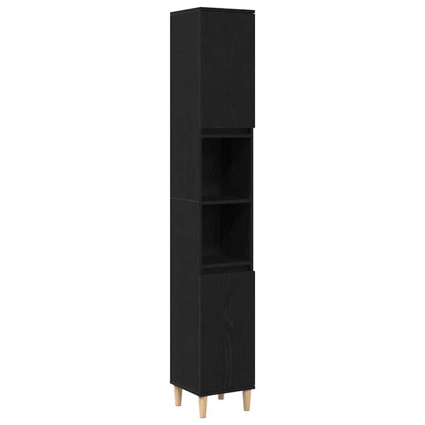 vidaXL Badev&aelig;relsesskab Sort eg 30 x 30 x 190 cm Konstrueret tr&aelig;