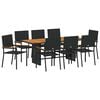 vidaXL Have Spisebordss&aelig;t 9 stk. Sort polyrattan