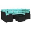 vidaXL Havesofa S&aelig;t 7 stk. 6-Antal s&aelig;der Sort og turkis polyrattan