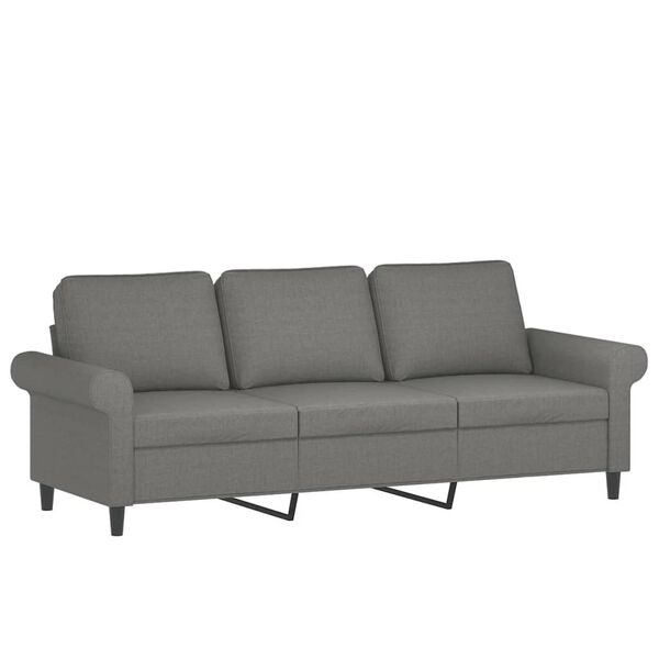 vidaXL 3-personers sofa med puder og hynder 180 cm stof m&oslash;rkegr&aring;