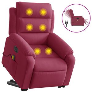 vidaXL massagestol med l&oslash;ftefunktion velour vinr&oslash;d