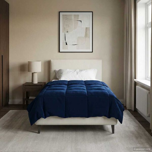 vidaXL Hel&aring;rs dyne Quilting M&oslash;rk bl&aring; 155 x 220 cm Mikrofiber