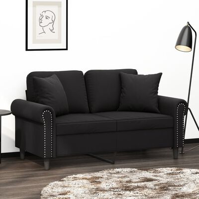 vidaXL 2-personers sofa med pyntepuder 120 cm velour sort