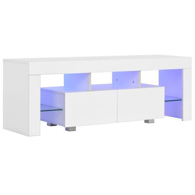 vidaXL tv-skab med LED-lys 130x35x45 cm hvid højglans