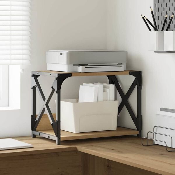 vidaXL Printerstand Artisan Egetræ 44 x 26 x 31.5 cm Konstrueret træ
