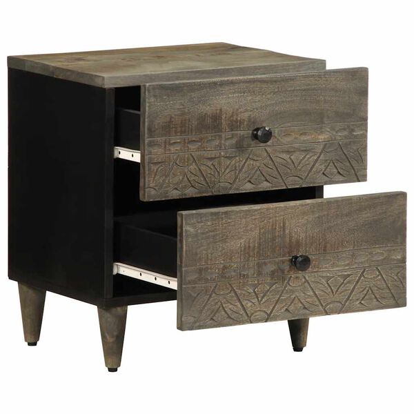 vidaXL sengebord 40x33x46 cm massivt mangotræ lysegrå