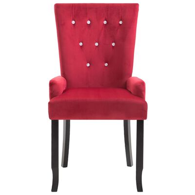 vidaXL spisebordsstol med armlæn fløjl rød