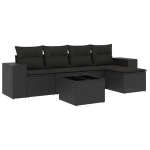 vidaXL sofas&aelig;t til haven 6 dele med hynder polyrattan sort
