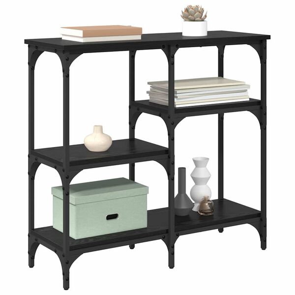 vidaXL Konsolbord med hylde Sort eg 80 x 29 x 75 cm Konstrueret tr&aelig;