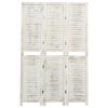 vidaXL 3-panels rumdeler 105x165 cm massivt tr&aelig; antik hvid