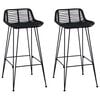 vidaXL Barb&aelig;nk 2 pcs Sort 44 x 46 x 91 cm Rattan og St&aring;l
