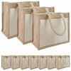 vidaXL Jute h&aring;ndtasker med lomme 10 Natur og hvid 26 x 22 x 14 cm