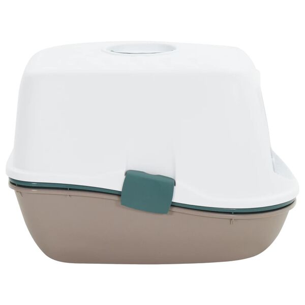 vidaxL kattebakke med låg 58,5x39,5x43 cm PP hvid og brun