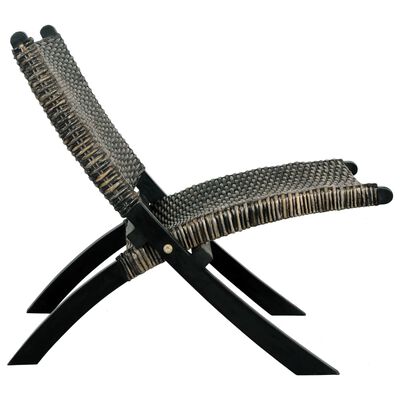 vidaXL afslapningsstol naturlig kubu-rattan massivt mahognitræ sort