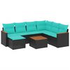 vidaXL 8-delt havesofas&aelig;t med hynder sort polyrattan