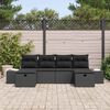 vidaXL Havesofa S&aelig;t med pude 6 pcs Sort polyrattan