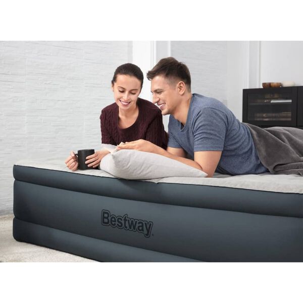 Bestway luftmadras Fortech 2-personers 203x152x46 cm antracit lysegr&aring;
