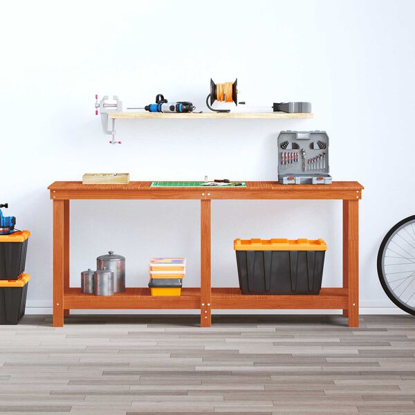 vidaXL Arbejdsb&aelig;nk VoksBrun 180 x 50 x 80 cm Massivt fyrretr&aelig;