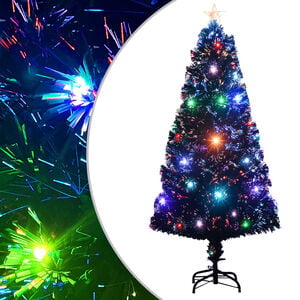 vidaXL forudt&aelig;ndt juletr&aelig; med stativ og LED 120 cm fiberoptisk