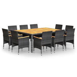 vidaXL loungesæt til haven 11 dele polyrattan grå