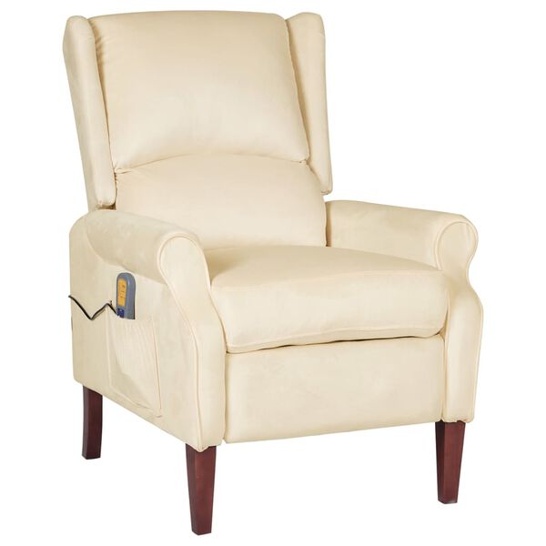 vidaXL massagestol fløjl cremefarvet