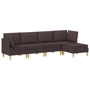 vidaXL Modulsofa s&aelig;t med opbevaring 5 pcs M&oslash;rk Brun Stof
