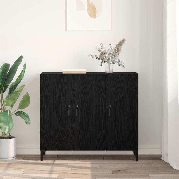 vidaXL Sideboard Sort eg 34 x 90 x 80 cm Konstrueret tr&aelig;