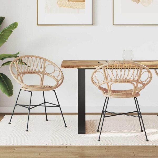 vidaXL Spisestuestol 2 pcs Naturfarvet 49 x 51 x 81 cm Rattan og Jern
