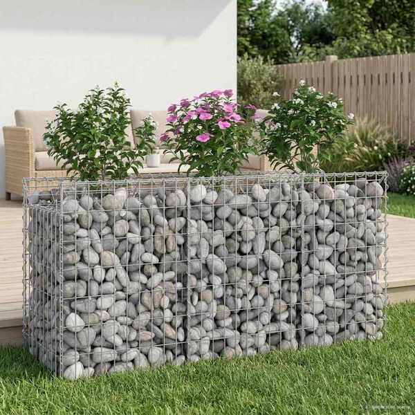 vidaXL Gabion h&oslash;jbed S&oslash;lv 150 x 50 x 80 cm Galvaniseret st&aring;l