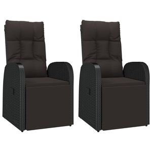 vidaXL havestole med hynder justerbart rygl&aelig;n 2 stk. polyrattan sort