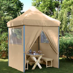 vidaXL foldbart pop-up festtelt med 4 sidev&aelig;gge beige