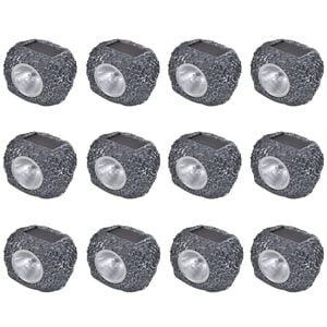 vidaXL soldrevne LED-spotlights 12 stk. stendesign sort