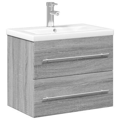 vidaXL underskab til badeværelse med håndvask grå sonoma-eg