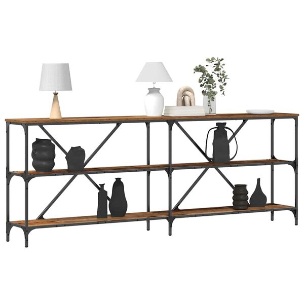 vidaXL Konsolbord Gammelt tr&aelig; 200 x 30 x 75 cm Konstrueret tr&aelig;