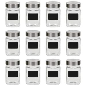 vidaXL opbevaringsglas med etiket 12 stk. 300 ml