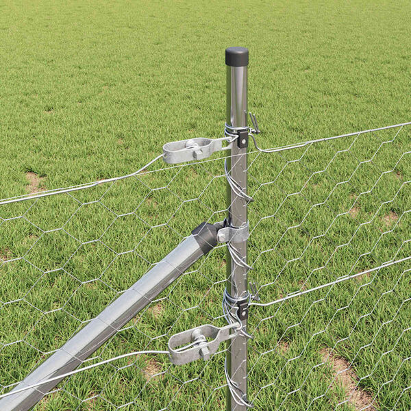 vidaXL Hegnspæl Sølv 25 x 0,8 m (50 mm net) Stål