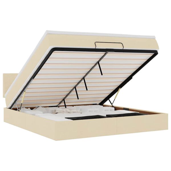 vidaXL osmannisk sengeramme med madras 160x200 cm stof cremefarvet