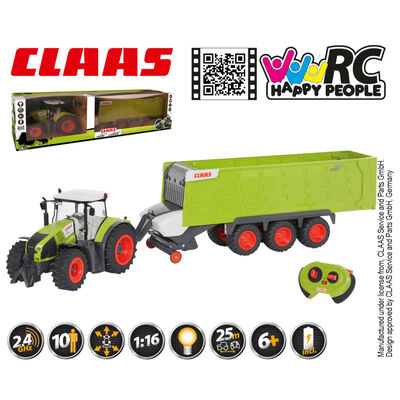 CLAAS fjernstyret legetøjstraktor med trailer AXION870 1:16 |