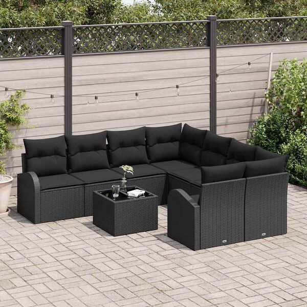 vidaXL Havesofa S&aelig;t Sort 55 x 55 x 37 cm polyrattan