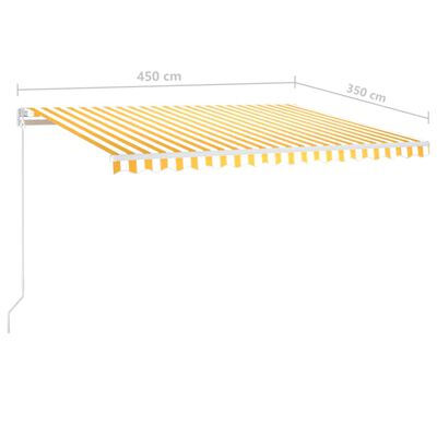 vidaXL markise m. LED-lys 450x350 cm manuel betjening gul og hvid