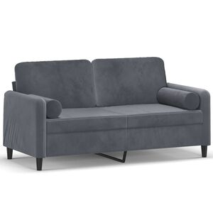 vidaXL 2-personers sofa med pyntepuder 140 cm velour m&oslash;rkegr&aring;