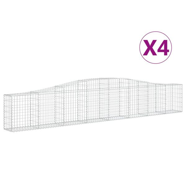 vidaXL buede gabionkurve 4 stk. 400x30x60/80 cm galvaniseret jern