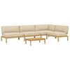 vidaXL Sofa S&aelig;t med pude Ensfarvet 5 pcs Beige Massivt Akacietr&aelig;