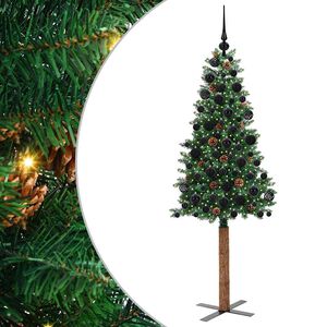 vidaXL Slankt Juletr&aelig; med stativ Gr&oslash;n 180 cm PVC og Massiv Fyrretr&aelig;