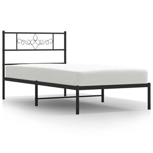 vidaXL sengeramme med sengegavl 90x190 cm metal sort