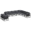 vidaXL Havesofa S&aelig;t med pude 10 pcs Sort Aluminium