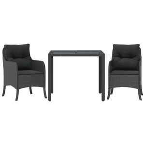 vidaXL spisebordss&aelig;t til haven 3 dele med hynder polyrattan sort