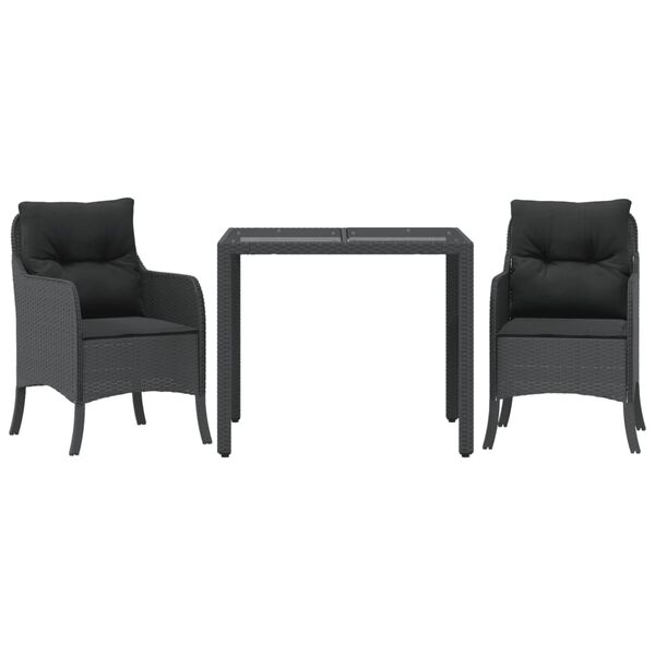 vidaXL spisebordss&aelig;t til haven 3 dele med hynder polyrattan sort